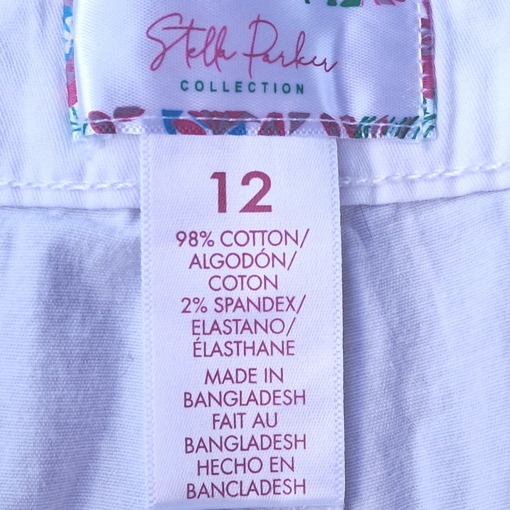 Stella Parker Collection White Nautical Button Stretch Chino Shorts Womens 12 - Picture 5 of 6